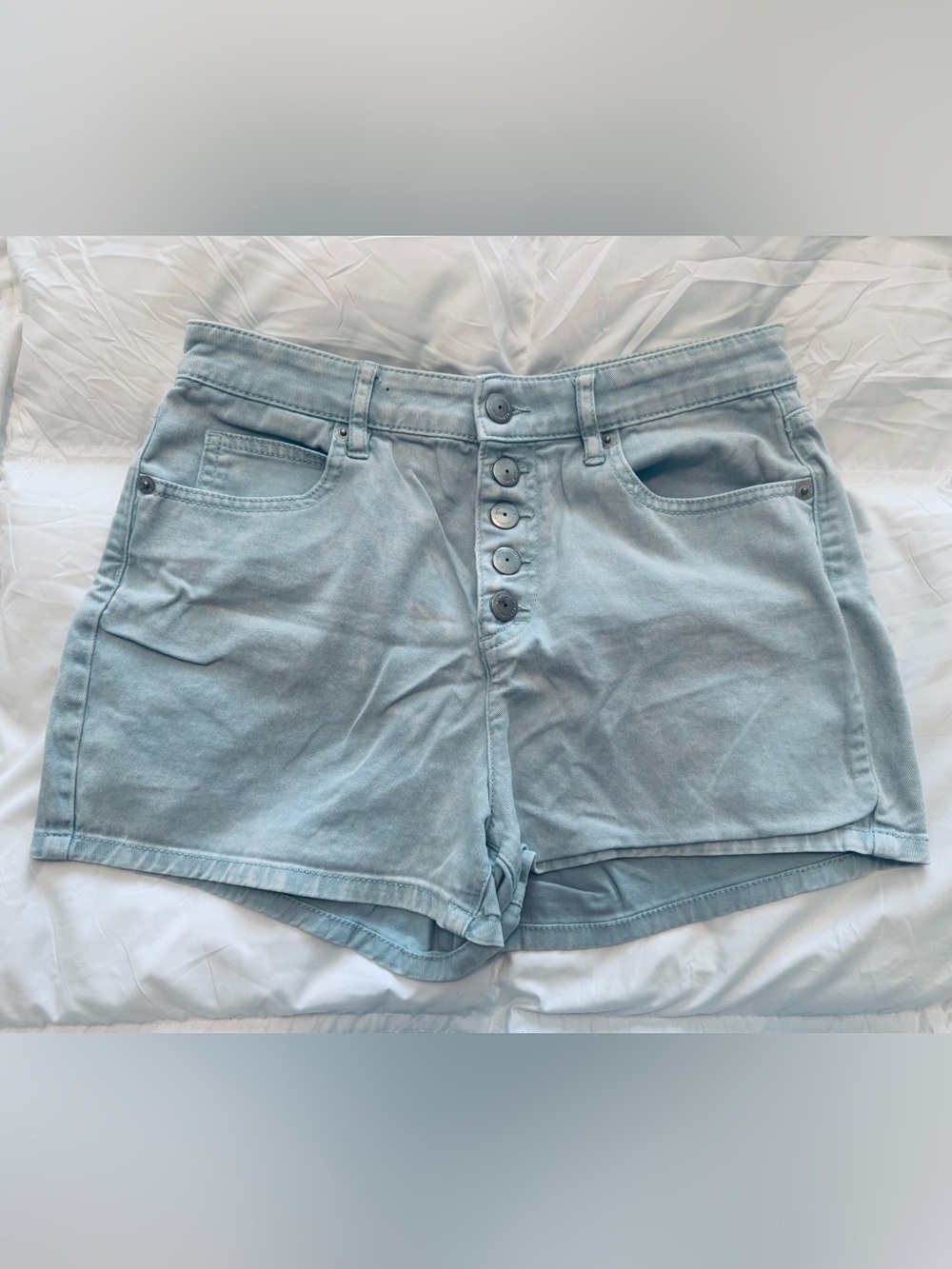 BCBGeneration Light Wash High-Rise Denim Shorts